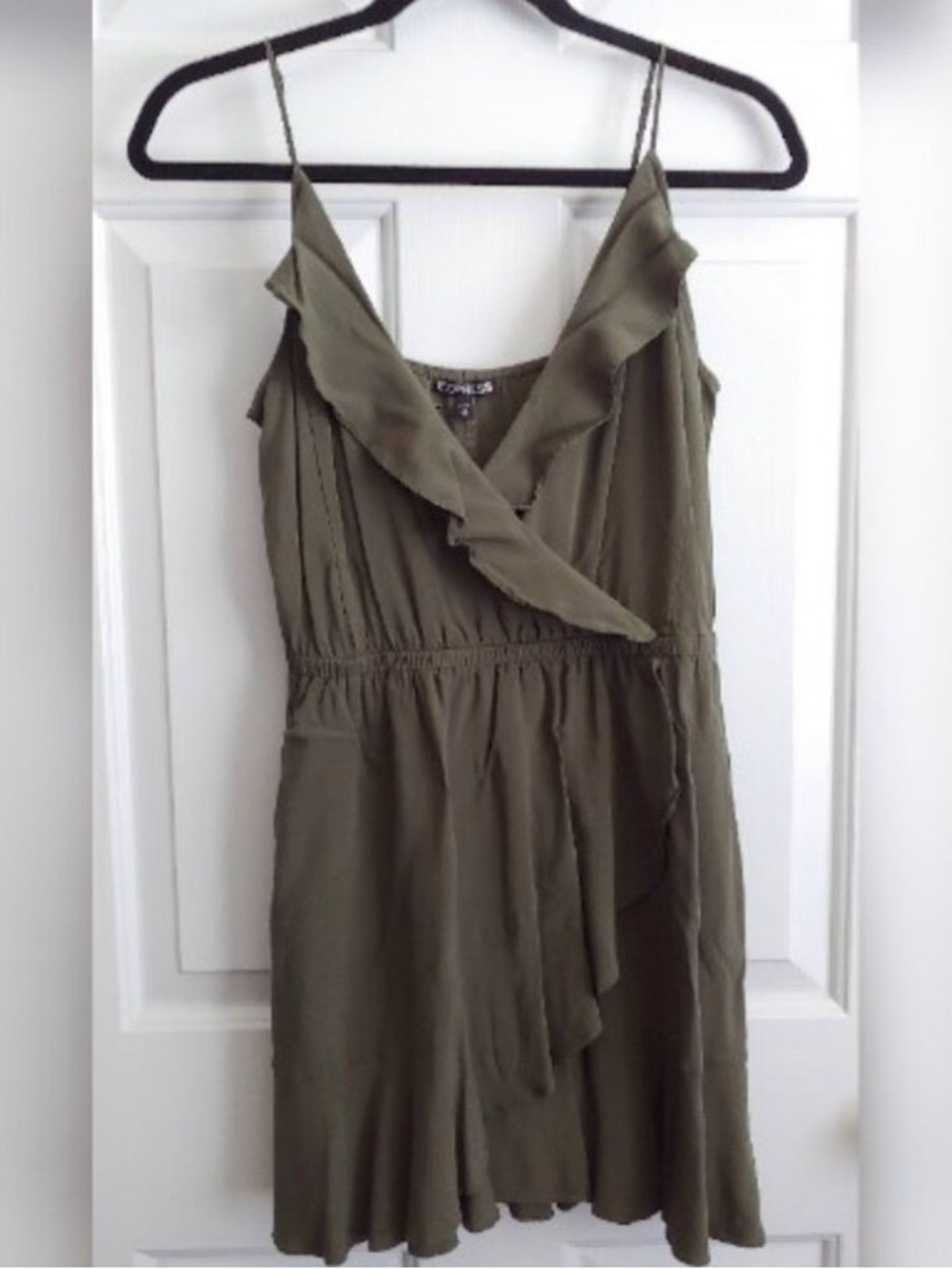 Express Olive Ruffle Cami Mini Dress - Picture 2 of 3